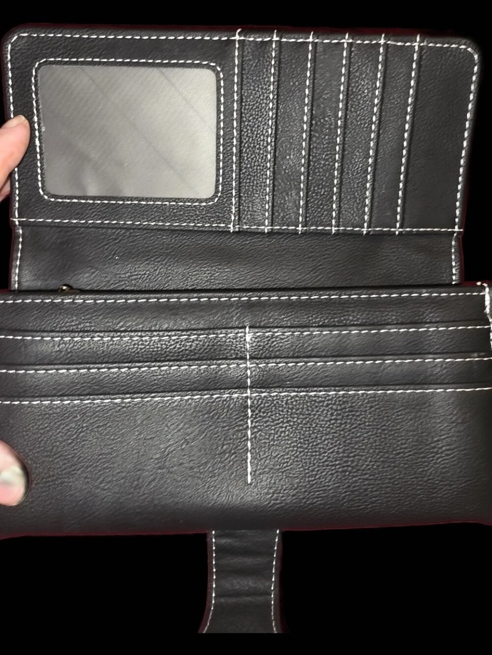 Black Wallet with Contrast Stitching